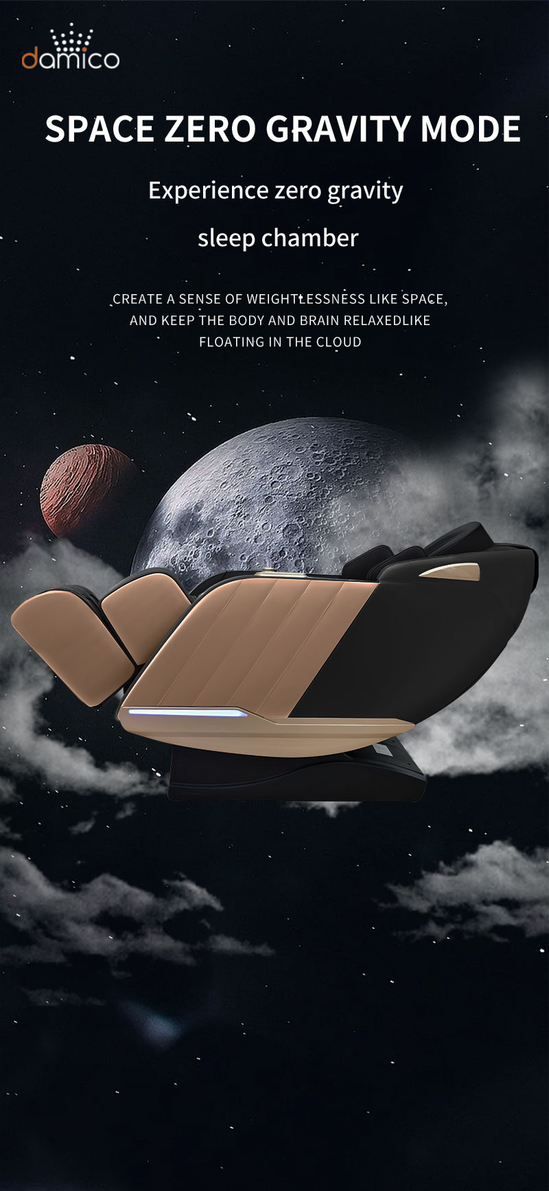 Masazne kreslo Damico Primo Gold Zero Gravity showroom Trnava a Bratislava